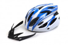 Шлем Вело с козырьком бело-синий 54-60см
