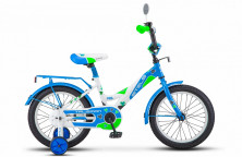 Велосипед 16 STELS Talisman (стальной обод, рама 10.5, цветное седло, усиленные опорные колеса, звонок, защита, БЕЛО-СИНИЙ)