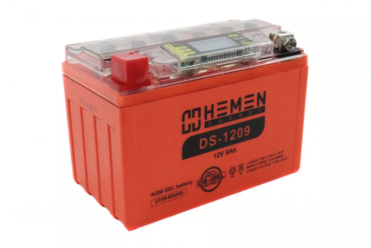 Аккумулятор 12В 9Ач HEMEN ENERGY DS1209 UTX9-BSDS С ДИСПЛЕЕМгелевыйпрямая полярн 150-87-107мм