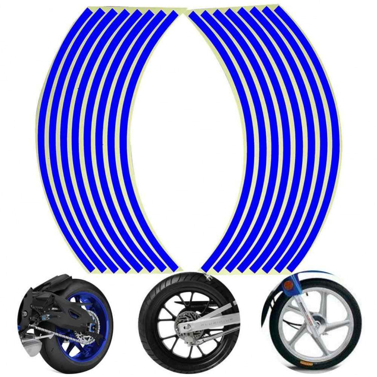Наклейки обода на 2 колеса синие 13