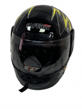 Шлем Safebet HF-101 чёрно-серо-желтый Q42 S-XXL интеграл
