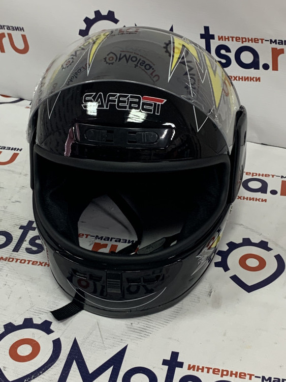 Шлем Safebet HF-101 чёрно-серо-желтый Q42 S-XXL интеграл