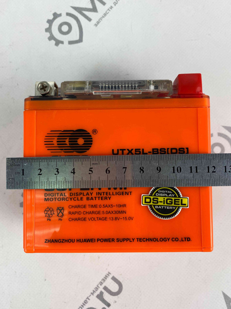 Аккумулятор 12В 5Ач OUTDO UTX5L-BS(DS) (аналог DS1205) С ДИСПЛЕЕМ(гелевый)(обр.полярн) (113*70*107мм)