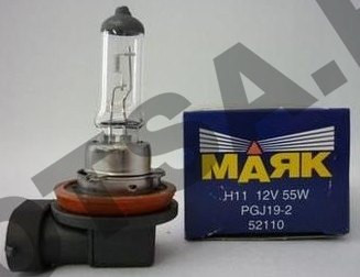 Лампа 12В 55Вт H11 Маяк цоколь PGJ19-2