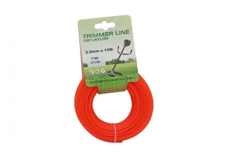 Леска триммерная 3.0*15м trimmer line с картонной этикеткой звезда A-качества