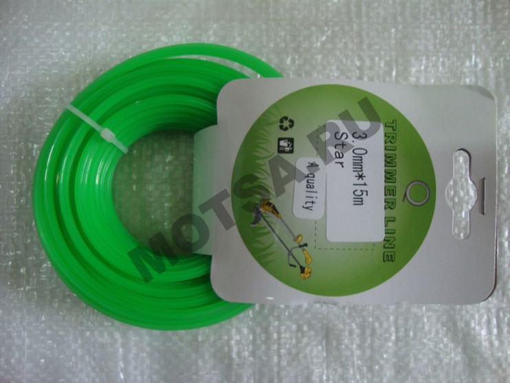 Леска триммерная (3,0*15м) TRIMMER LINE с картонной этикеткой (звезда) A-качества