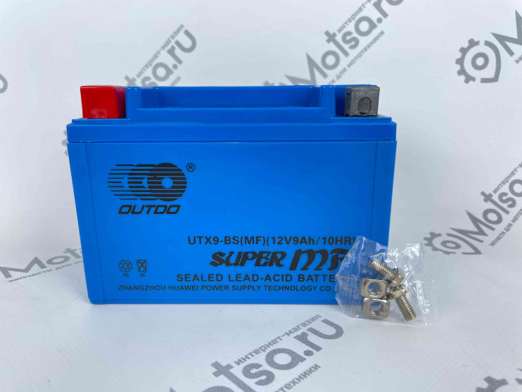 Аккумулятор 12В 9Ач OUTDO UTX9-BS(MF) (аналог CT1209) (кислотный,герметичный) (прямая полярн) (150*87*107мм)