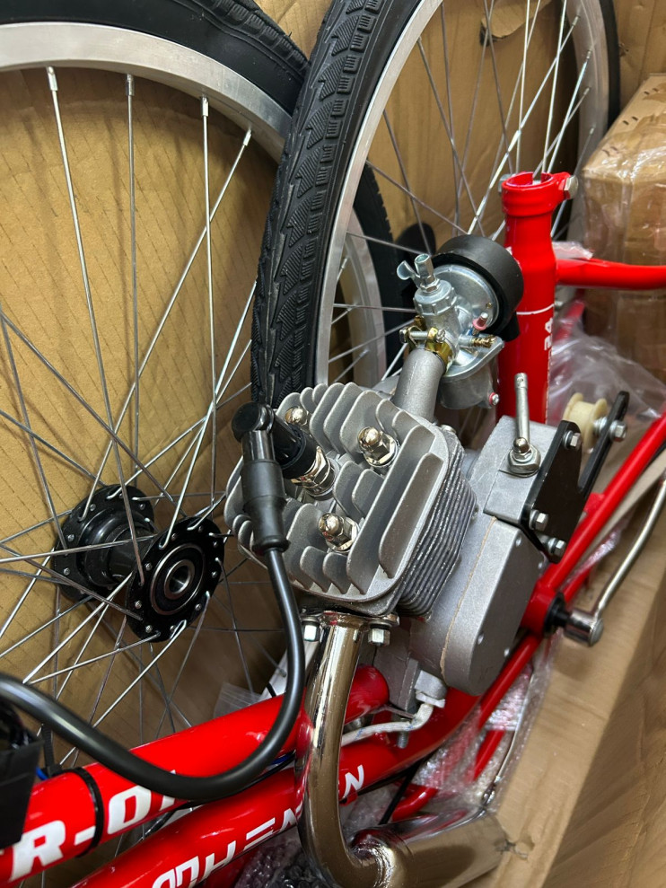 Мотовелосипед 24 Hemen трицикл с веломотором F80 красный