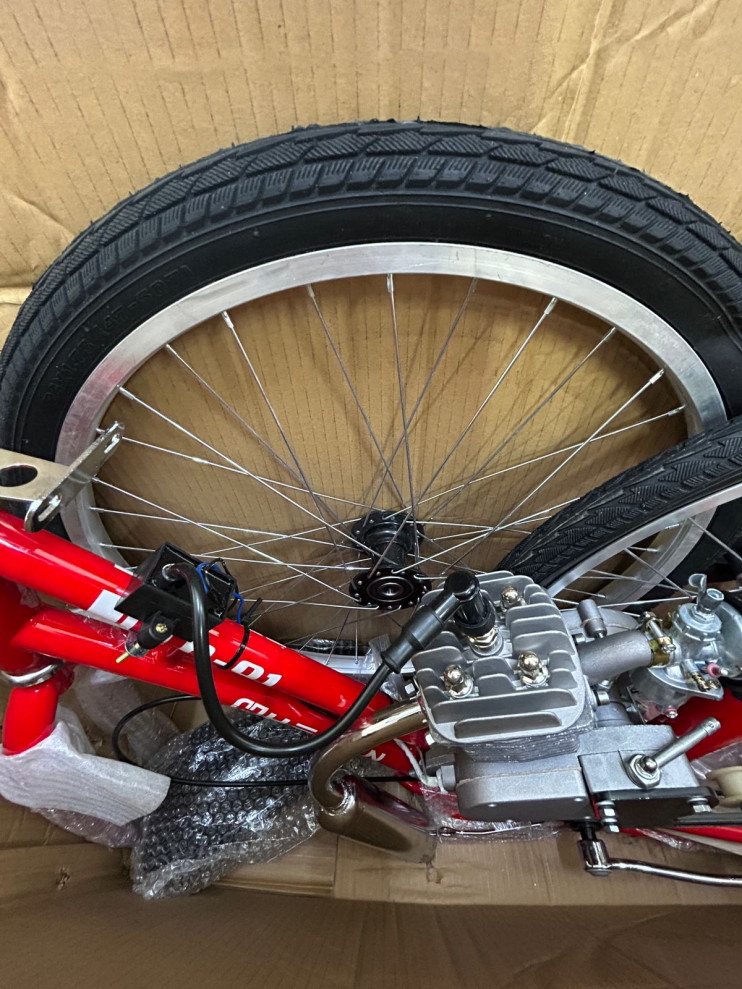 Мотовелосипед 24 Hemen трицикл с веломотором F80 красный