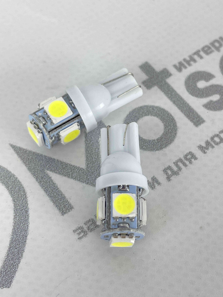 Лампа 12 В 5 светодиодов T10 без цоколя 5050SMD
