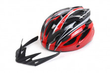 Шлем Вело с козырьком красно-черный 54-60см