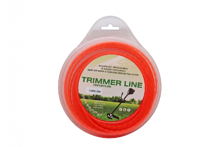 Леска триммерная 3.0*25м trimmer line в блистере квадрат витой