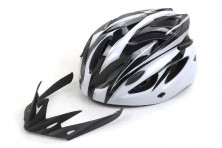 Шлем Вело с козырьком цв черно-белый размер 54-60см