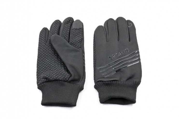 Перчатки утепленные SPORT черные полоски сенсорные флис M