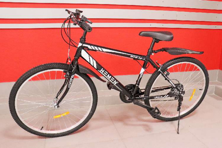 Велосипед 26 HEMEN MTB-12ал обод,  ободные тормоза, плкрылья, стальн рама, 18ск,  шифтеры рычажковые
