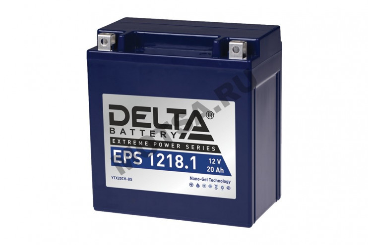 Аккумулятор 12В18Ач DELTA EPS1218.1 (YTX20CH-BS) (NANO-GEL) (прямая полярн) (151*87*161мм)