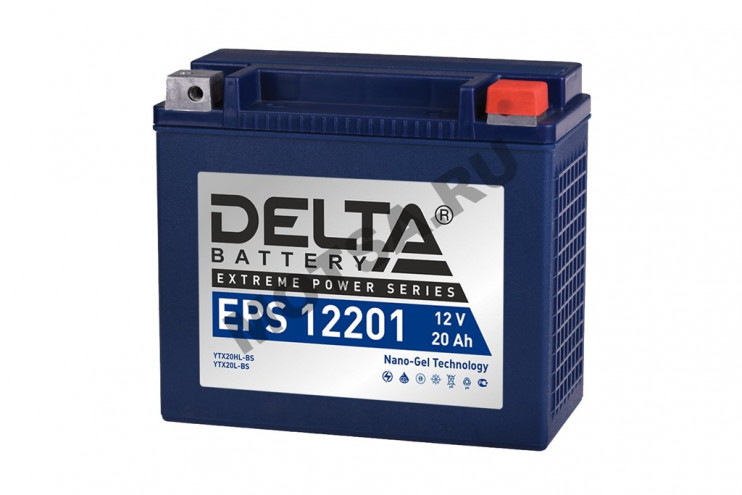 Аккумулятор 12В20Ач DELTA EPS12201 (YTX20L-BS) (NANO-GEL) (обратн полярн) (176*87*154мм)