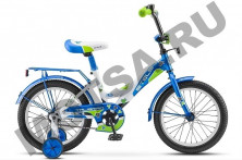 Велосипед 16 STELS Talisman (стальной обод, рама 10.5, цветное седло, усиленные опорные колеса, звонок, защита, БЕЛО-СИНИЙ)