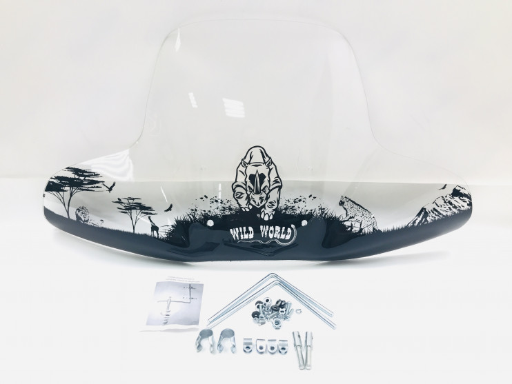 Щиток ветровой Wild World жесткое стекло с шелкографией с-к