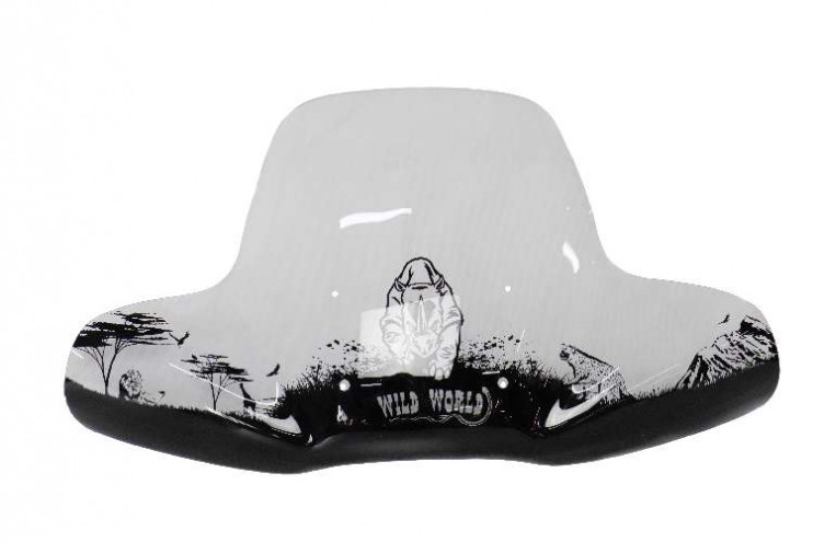 Щиток ветровой Wild World жесткое стекло с шелкографией с-к