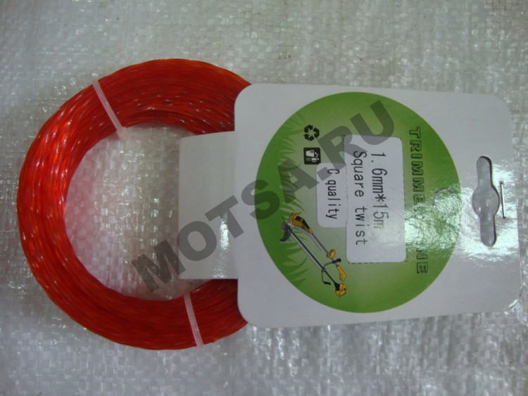 Леска триммерная (1,6*15м) TRIMMER LINE с картонной этикеткой (квадрат ...