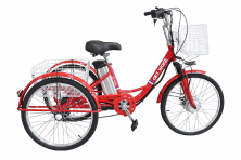 Электровелосипед 24 36В/250Вт ASTER D24-7 (3-х колесный,пробег нa одном зaряде 35-50км,6ск)КРАСНЫЙ