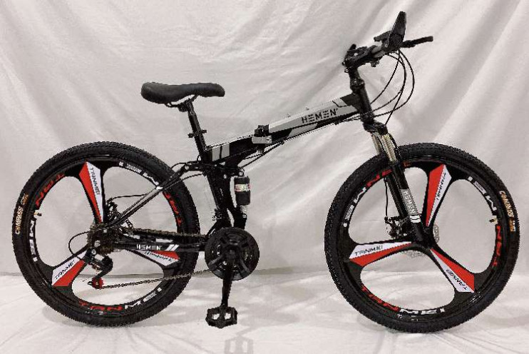 Велосипед 26 HEMEN СКЛАДНОЙ YTJ-MTB-LR1 литые обода 3 ЛУЧА-ЧЕРНЫЕ, дискторм21ск ЧЕРНЫЙ