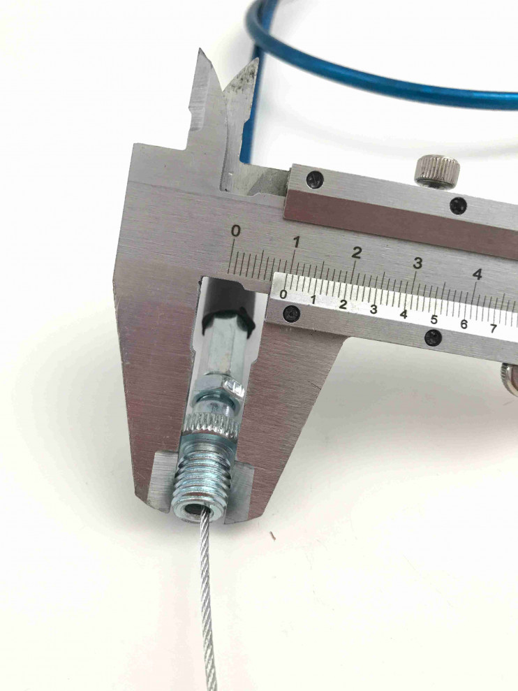Трос газа питбайк TTR с натяжкой, для короткоходной ручки HL=860mm, FL=140mm синий