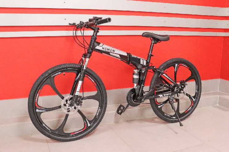 Велосипед 26 HEMEN СКЛАДНОЙ YTJ-MTB-LR1 литые обода 6 ЛУЧЕЙ-ЧЕРНЫЕ, дискторм21ск ЧЕРНЫЙ