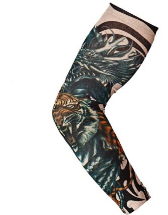 Тату-рукав Тигр и дракон на одну руку