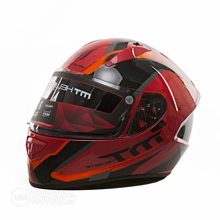 Шлем MT Stinger spike черный-крaсный-серый метaллик S Интегрaл
