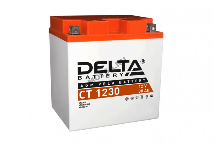Аккумулятор 12В30Ач DELTA CT1230 (YB30L-B) (кислотн, герметичный) (обратн полярн) (166*126*175мм)