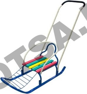 Санки Кирюша-4 (продольная рейка, подножка, съемная спинка, овальный полоз 30х15мм, 2-х стор.толкатель)