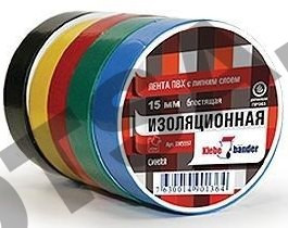Изолента ПВХ 15мм х 10м (комплект=5шт, 5цв.) Klebebander 66585-А