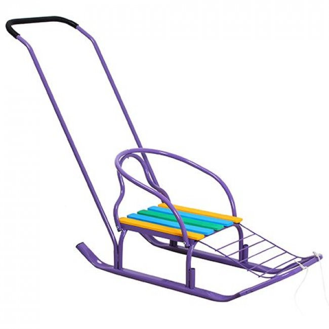 Санки Кирюша-4Ш (прод.рейка, подножка, съемн.спинка, ШИРОКИЙ полоз 40х20мм, 2-х стор.толкатель) (в уп.2шт!)