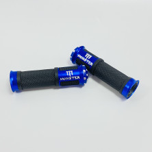 Ручки руля алюминиевые синие с надписью MONSTER