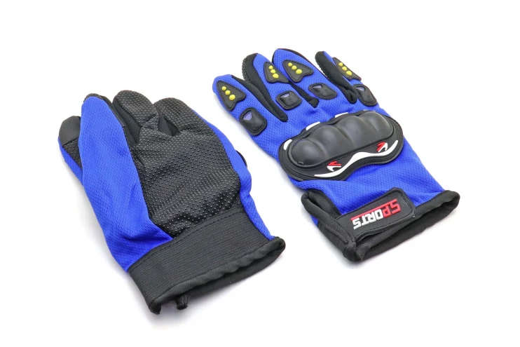 Перчатки с пальцами Sport с защитой синие