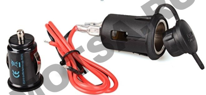 Гнездо зарядное 12В с адаптером USB