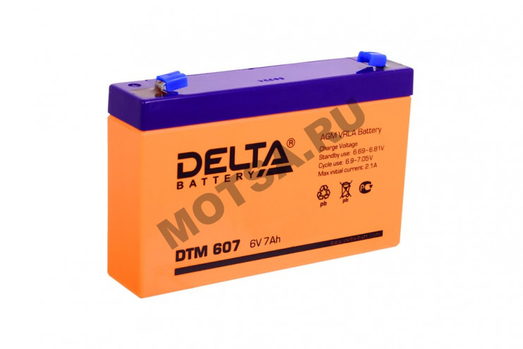 Аккумулятор герметичный 6В 7Ач DELTA DTM607 AGM (электромашинки)