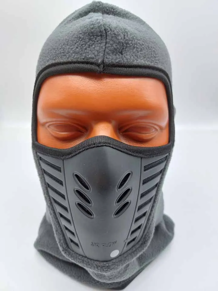 Подшлемник балаклава хлопковый серый с длинной шеей