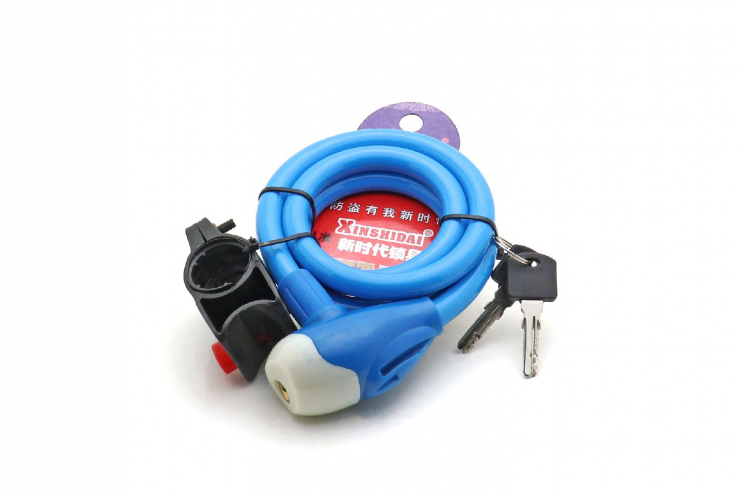 Замок велосипедный противоугонный 12 мм длина 1200 мм синий