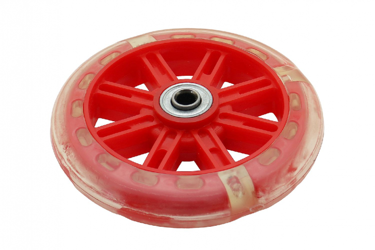 Колесо самокатов 110мм на промподшипнике с подсветкой  красный