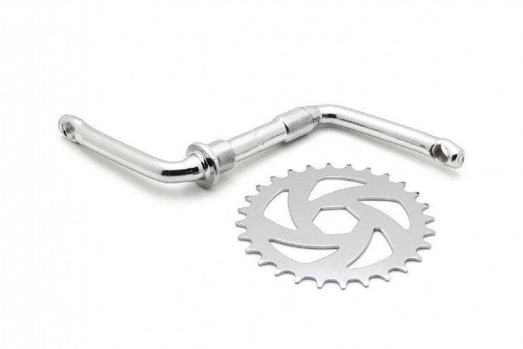 Шатун 14"-16" 102мм 28зуб. односоставной сталь, хром (компл)