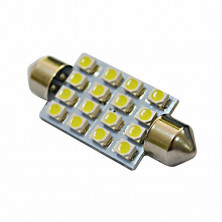 Лампа 12 В, 16 светодиодов 3528SMD (4*4 шт)(T11х36 мм) двухцокольная, подсветки, белая