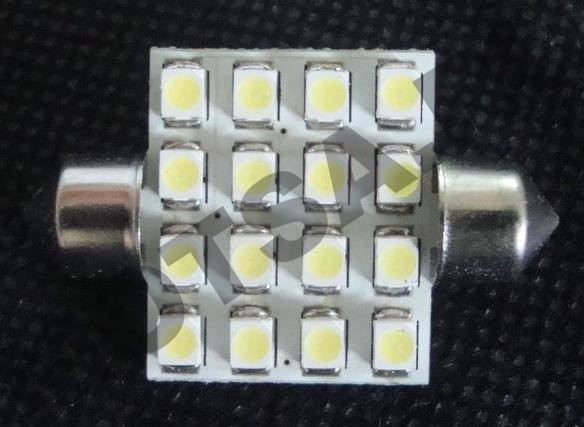 Лампа 12 В 16 светодиодов 3528SMD двухцокольная белая