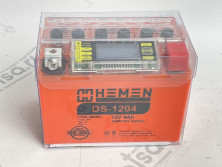 Аккумулятор 12В 4Ач HEMEN ENERGY DS1204 (UTX4L-BS(DS)) С ДИСПЛЕЕМ(гелевый)(обр.полярн) (113*70*85мм)