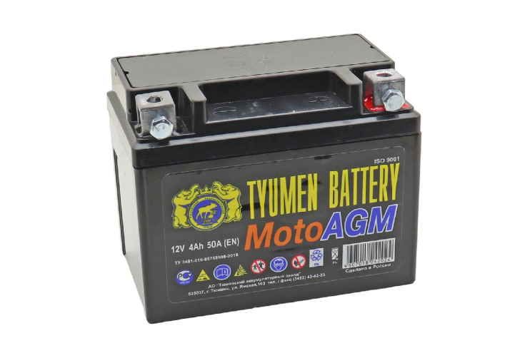 Аккумулятор 12В 4Ач Тюмень 114х70х86
