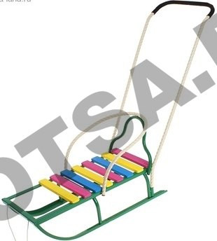 Санки Вятские-4 (поперечная рейка, съемная спинка, плоский полоз, толкатель)