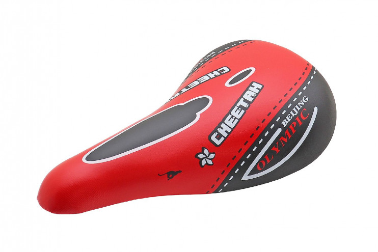 Седло вело без пружин пластик красно-серое