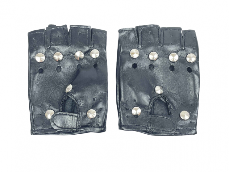 Перчатки без пальцев искуственная кожа черные